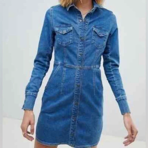 Free People Blue Long Sleeve Denim Dress - Picture 7 of 7